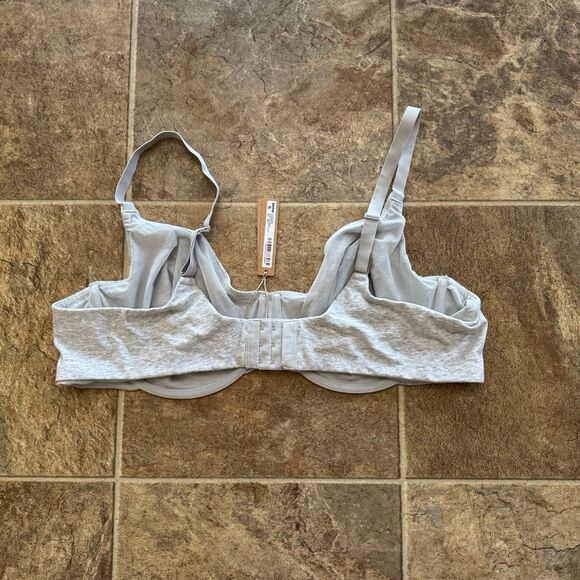 Skims Cotton Jersey Bra Light Heather Grey Size 44DD - Picture 5 of 9